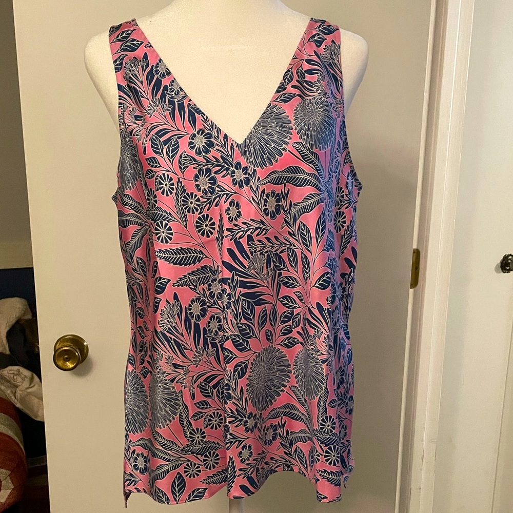 NWOT J. Crew x Abigail Borg silk camisole in pink and navy floral